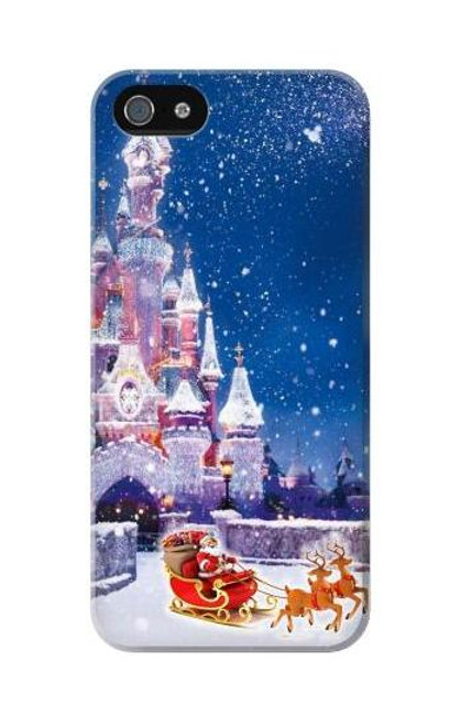 W3282 Château de Santa Noël Etui Coque Housse et Flip Housse Cuir pour iPhone 5C