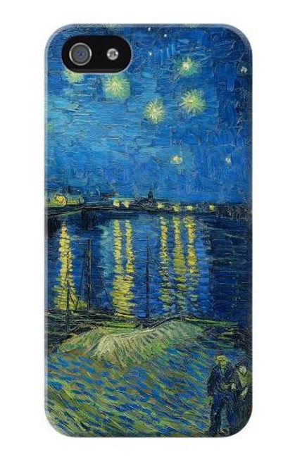 W3336 Van Gogh Nuit étoilée sur le Rhône Etui Coque Housse et Flip Housse Cuir pour iPhone 4 4S