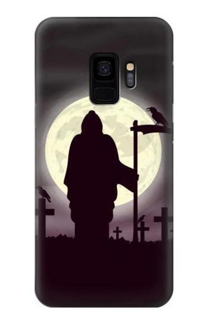 W3262 Lune de nuit faucheuse cimetière Etui Coque Housse et Flip Housse Cuir pour Samsung Galaxy S9