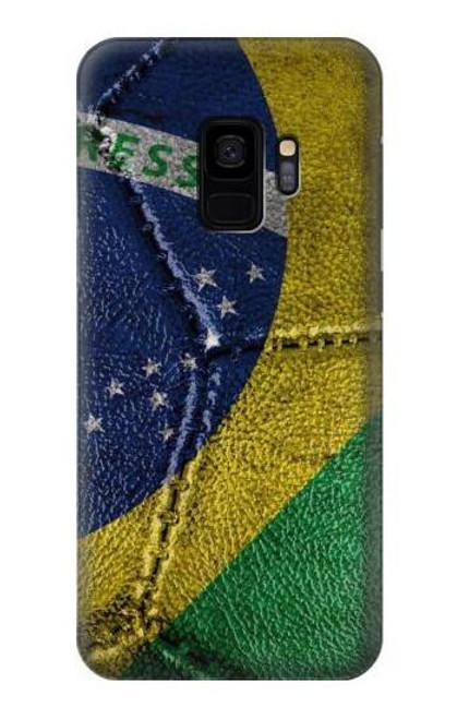 W3297 Brésil Drapeau graphique Football Millésime Etui Coque Housse et Flip Housse Cuir pour Samsung Galaxy S9