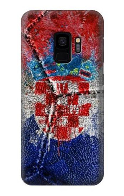 W3313 Croatie Drapeau graphique Football Millésime Etui Coque Housse et Flip Housse Cuir pour Samsung Galaxy S9