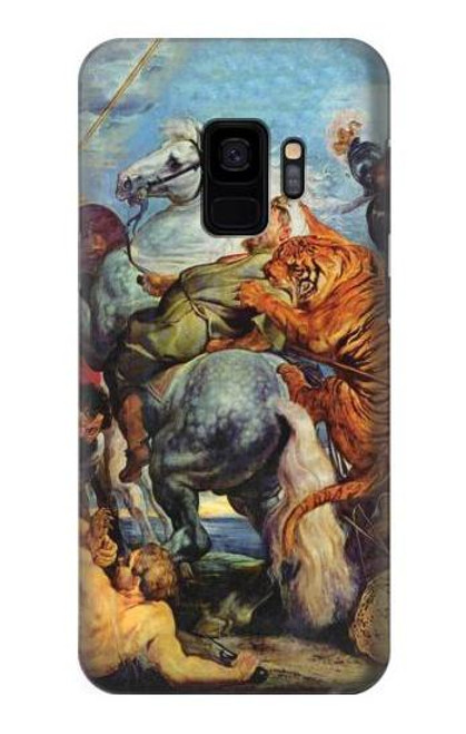 W3331 Peter Paul Rubens Tigre und Lowenjagd Etui Coque Housse et Flip Housse Cuir pour Samsung Galaxy S9