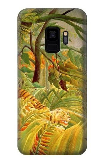 W3344 Henri Rousseau Tigre dans une tempête tropicale Etui Coque Housse et Flip Housse Cuir pour Samsung Galaxy S9