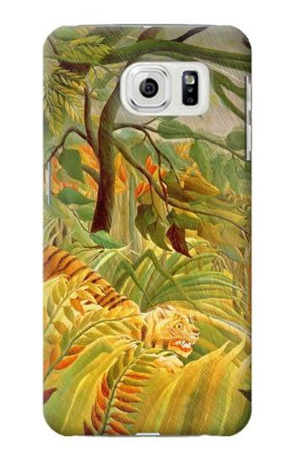 W3344 Henri Rousseau Tigre dans une tempête tropicale Etui Coque Housse et Flip Housse Cuir pour Samsung Galaxy S7 Edge