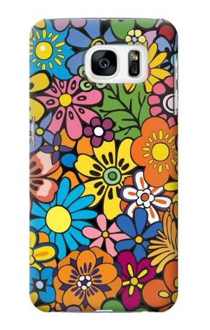 W3281 Motif coloré Hippie Fleurs Etui Coque Housse et Flip Housse Cuir pour Samsung Galaxy S7