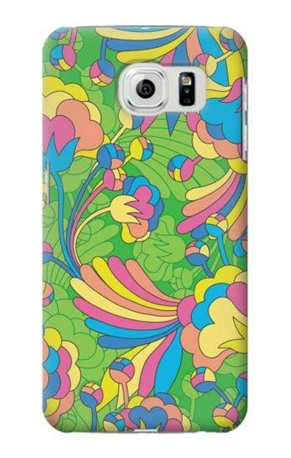 W3273 Fleur Ligne Motif Art Etui Coque Housse et Flip Housse Cuir pour Samsung Galaxy S6