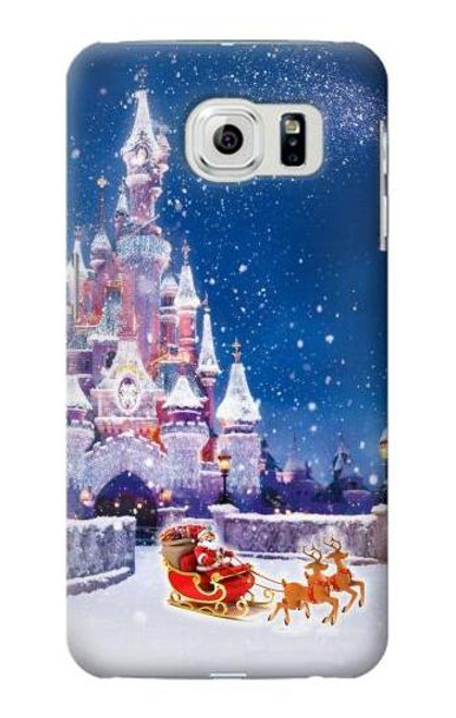 W3282 Château de Santa Noël Etui Coque Housse et Flip Housse Cuir pour Samsung Galaxy S6