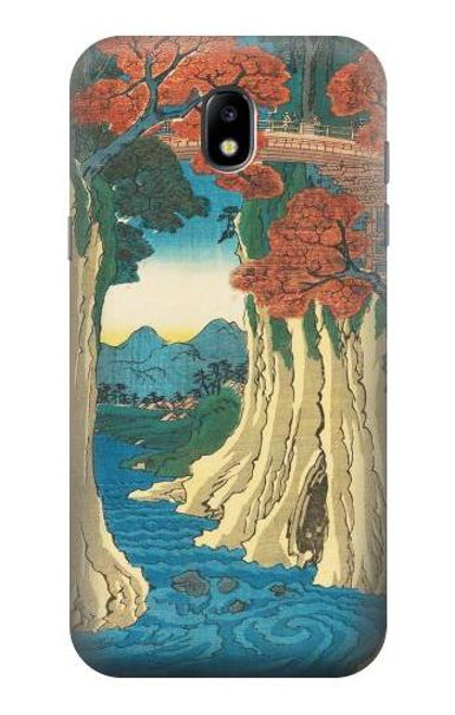 W3348 Utagawa Hiroshige Le singe Pont Etui Coque Housse et Flip Housse Cuir pour Samsung Galaxy J5 (2017) EU Version