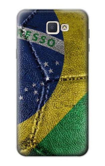 W3297 Brésil Drapeau graphique Football Millésime Etui Coque Housse et Flip Housse Cuir pour Samsung Galaxy J7 Prime (SM-G610F)