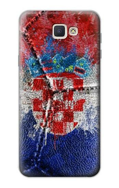 W3313 Croatie Drapeau graphique Football Millésime Etui Coque Housse et Flip Housse Cuir pour Samsung Galaxy J7 Prime (SM-G610F)