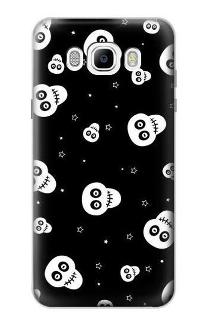 W3261 Sourire Crâne Motif Halloween Etui Coque Housse et Flip Housse Cuir pour Samsung Galaxy J7 (2016)