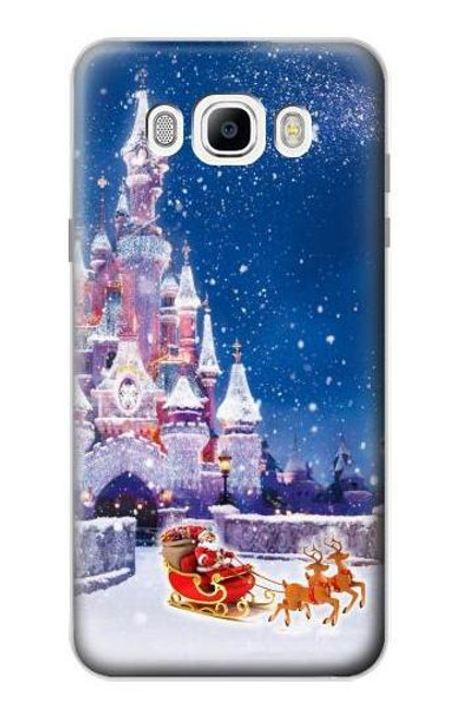 W3282 Château de Santa Noël Etui Coque Housse et Flip Housse Cuir pour Samsung Galaxy J7 (2016)