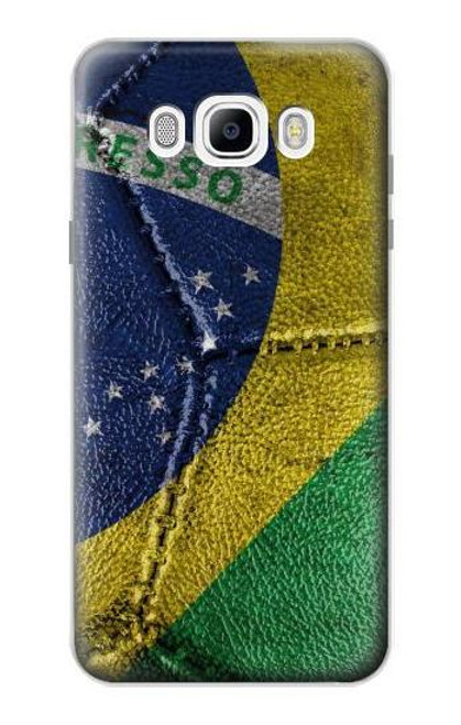 W3297 Brésil Drapeau graphique Football Millésime Etui Coque Housse et Flip Housse Cuir pour Samsung Galaxy J7 (2016)