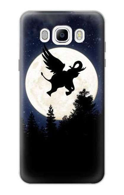 W3323 Voler l'Eléphant Nuit de pleine lune Etui Coque Housse et Flip Housse Cuir pour Samsung Galaxy J7 (2016)