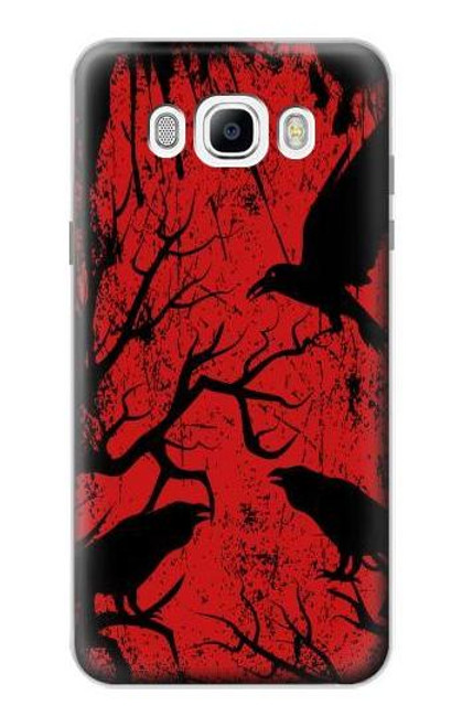 W3325 Corbeau Noir Sang Arbre Etui Coque Housse et Flip Housse Cuir pour Samsung Galaxy J7 (2016)