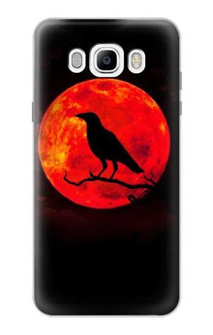 W3328 Corbeau Rouge Lune Etui Coque Housse et Flip Housse Cuir pour Samsung Galaxy J7 (2016)