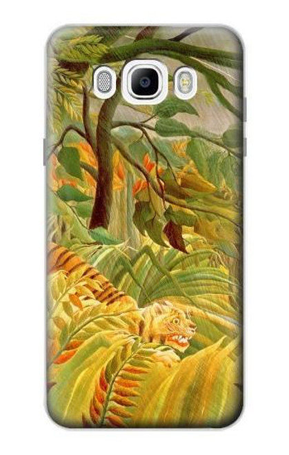 W3344 Henri Rousseau Tigre dans une tempête tropicale Etui Coque Housse et Flip Housse Cuir pour Samsung Galaxy J7 (2016)