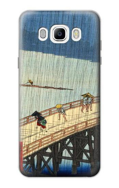 W3347 Utagawa Hiroshige douche soudaine Etui Coque Housse et Flip Housse Cuir pour Samsung Galaxy J7 (2016)