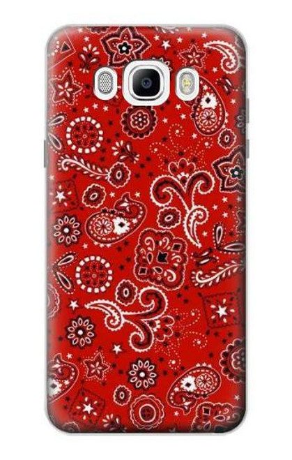 W3354 Rouge classique Bandana Etui Coque Housse et Flip Housse Cuir pour Samsung Galaxy J7 (2016)