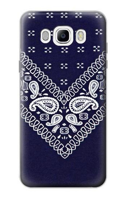 W3357 Marine Bleu Bandana Motif Etui Coque Housse et Flip Housse Cuir pour Samsung Galaxy J7 (2016)