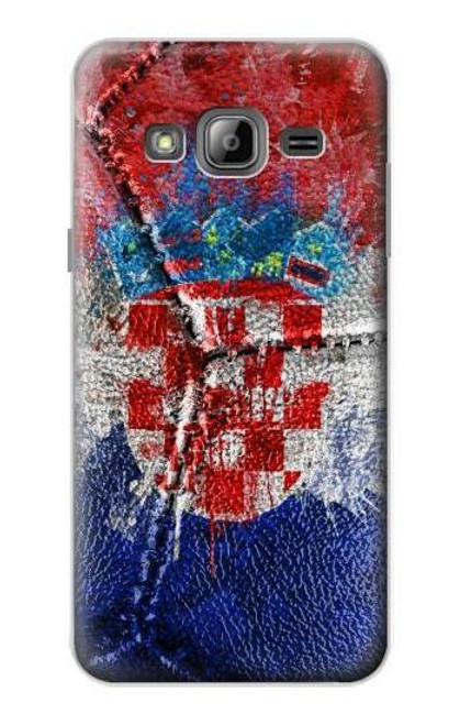 W3313 Croatie Drapeau graphique Football Millésime Etui Coque Housse et Flip Housse Cuir pour Samsung Galaxy J3 (2016)