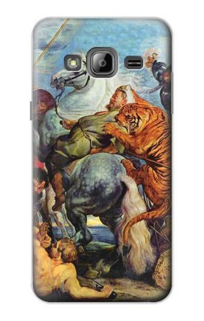 W3331 Peter Paul Rubens Tigre und Lowenjagd Etui Coque Housse et Flip Housse Cuir pour Samsung Galaxy J3 (2016)