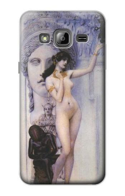 W3353 Gustav Klimt Allégorie de la sculpture Etui Coque Housse et Flip Housse Cuir pour Samsung Galaxy J3 (2016)