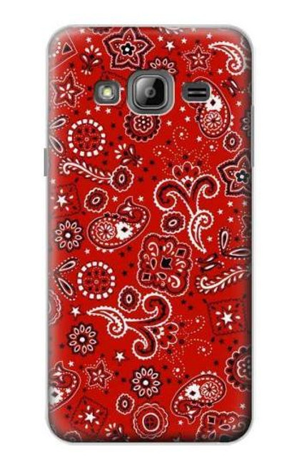 W3354 Rouge classique Bandana Etui Coque Housse et Flip Housse Cuir pour Samsung Galaxy J3 (2016)