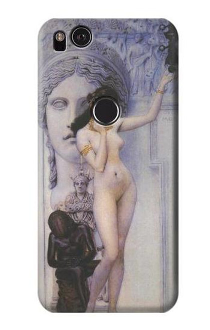 W3353 Gustav Klimt Allégorie de la sculpture Etui Coque Housse et Flip Housse Cuir pour Google Pixel 2