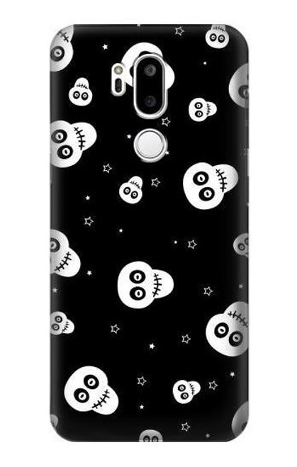 W3261 Sourire Crâne Motif Halloween Etui Coque Housse et Flip Housse Cuir pour LG G7 ThinQ