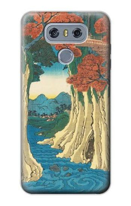 W3348 Utagawa Hiroshige Le singe Pont Etui Coque Housse et Flip Housse Cuir pour LG G6