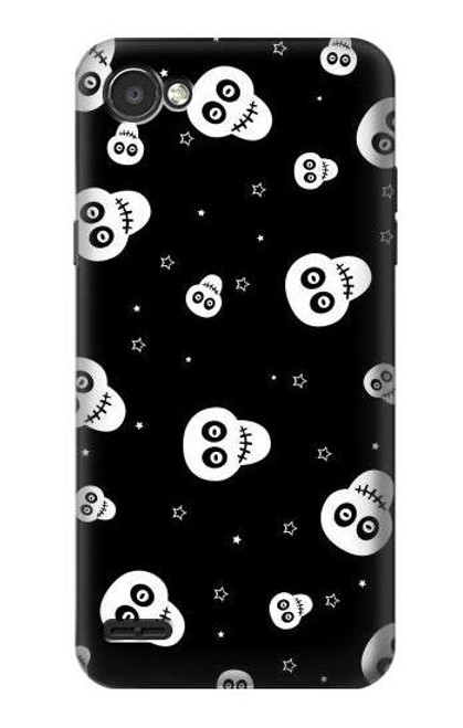 W3261 Sourire Crâne Motif Halloween Etui Coque Housse et Flip Housse Cuir pour LG Q6