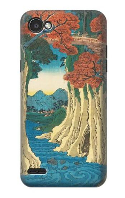 W3348 Utagawa Hiroshige Le singe Pont Etui Coque Housse et Flip Housse Cuir pour LG Q6