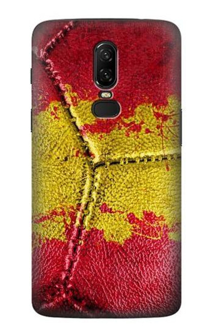 W3315 Espagne Drapeau graphique Football Millésime Etui Coque Housse et Flip Housse Cuir pour OnePlus 6