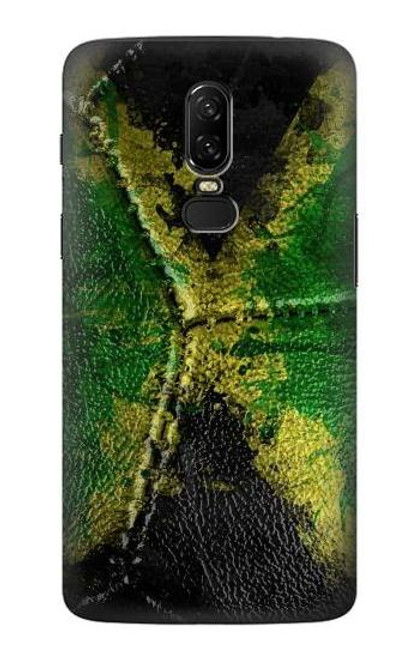 W3319 Jamaïque Drapeau graphique Football Millésime Etui Coque Housse et Flip Housse Cuir pour OnePlus 6