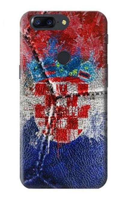 W3313 Croatie Drapeau graphique Football Millésime Etui Coque Housse et Flip Housse Cuir pour OnePlus 5T