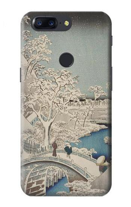 W3350 Utagawa Hiroshige Tambour Pont Yuhi Hill à Meguro Etui Coque Housse et Flip Housse Cuir pour OnePlus 5T