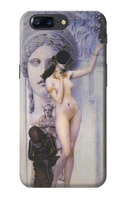 W3353 Gustav Klimt Allégorie de la sculpture Etui Coque Housse et Flip Housse Cuir pour OnePlus 5T