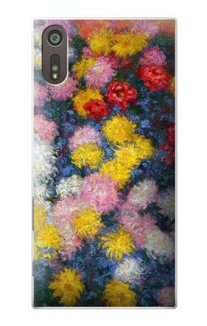 W3342 Claude Monet Chrysanthèmes Etui Coque Housse et Flip Housse Cuir pour Sony Xperia XZ