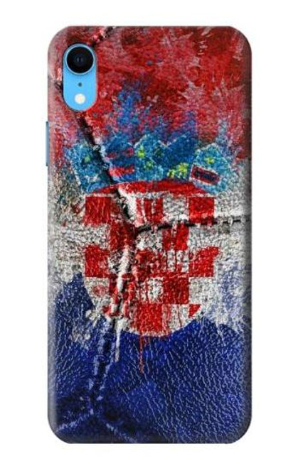 W3313 Croatie Drapeau graphique Football Millésime Etui Coque Housse et Flip Housse Cuir pour iPhone XR