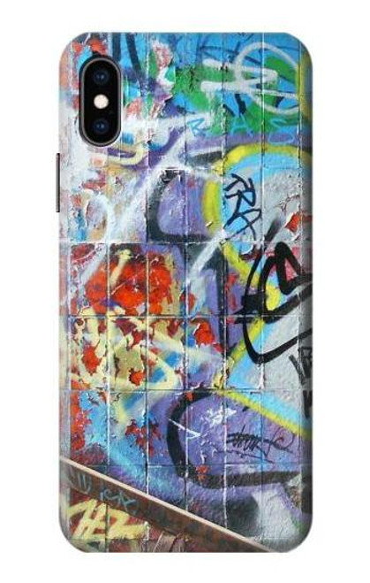 W0588 mur de graffiti Etui Coque Housse et Flip Housse Cuir pour iPhone X, iPhone XS