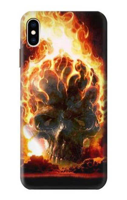 W0863 De feu crâne Etui Coque Housse et Flip Housse Cuir pour iPhone XS Max