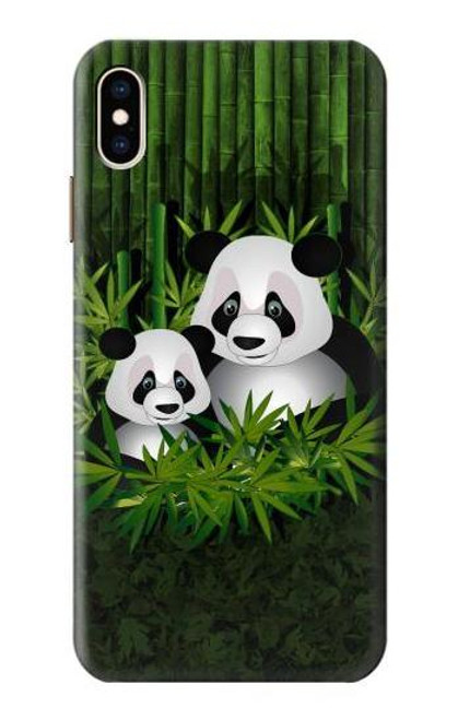 W2441 Forêt de Bambous de la famille Panda Etui Coque Housse et Flip Housse Cuir pour iPhone XS Max