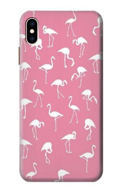 W2858 Motif Flamant rose Etui Coque Housse et Flip Housse Cuir pour iPhone XS Max