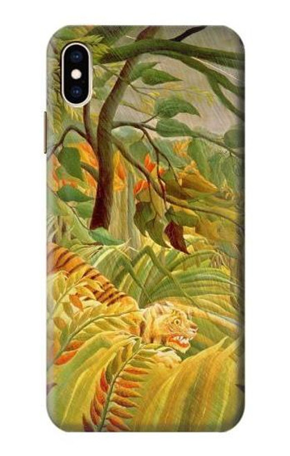 W3344 Henri Rousseau Tigre dans une tempête tropicale Etui Coque Housse et Flip Housse Cuir pour iPhone XS Max