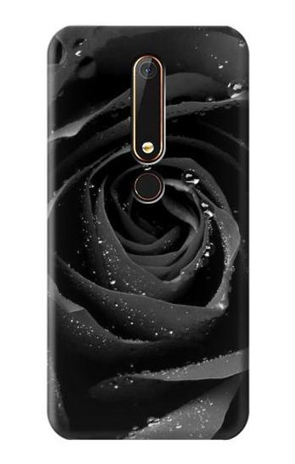 W1598 Noir Rose Etui Coque Housse et Flip Housse Cuir pour Nokia 6.1, Nokia 6 2018
