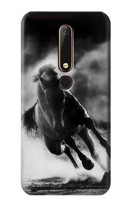 W1860 Cheval courant Etui Coque Housse et Flip Housse Cuir pour Nokia 6.1, Nokia 6 2018