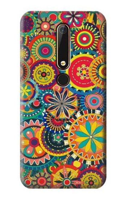 W3272 Motif coloré Etui Coque Housse et Flip Housse Cuir pour Nokia 6.1, Nokia 6 2018