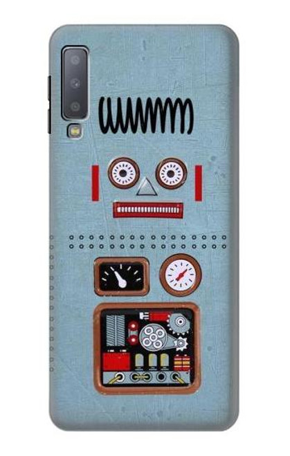 W3040 Retro Robot Jouet Etui Coque Housse et Flip Housse Cuir pour Samsung Galaxy A7 (2018)