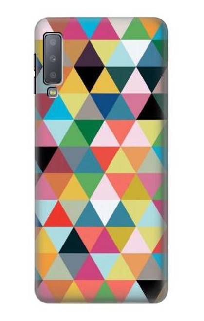 W3049 Triangles Couleurs vibrantes Etui Coque Housse et Flip Housse Cuir pour Samsung Galaxy A7 (2018)